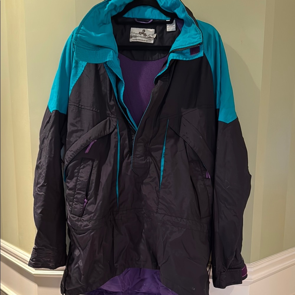 EM Teal and Black Hooded Jacket -z
